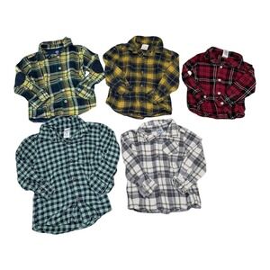 Carter's Wonder Nation Kids 3T Flannel Plaid Button Down Shirt Bundle Multicolor